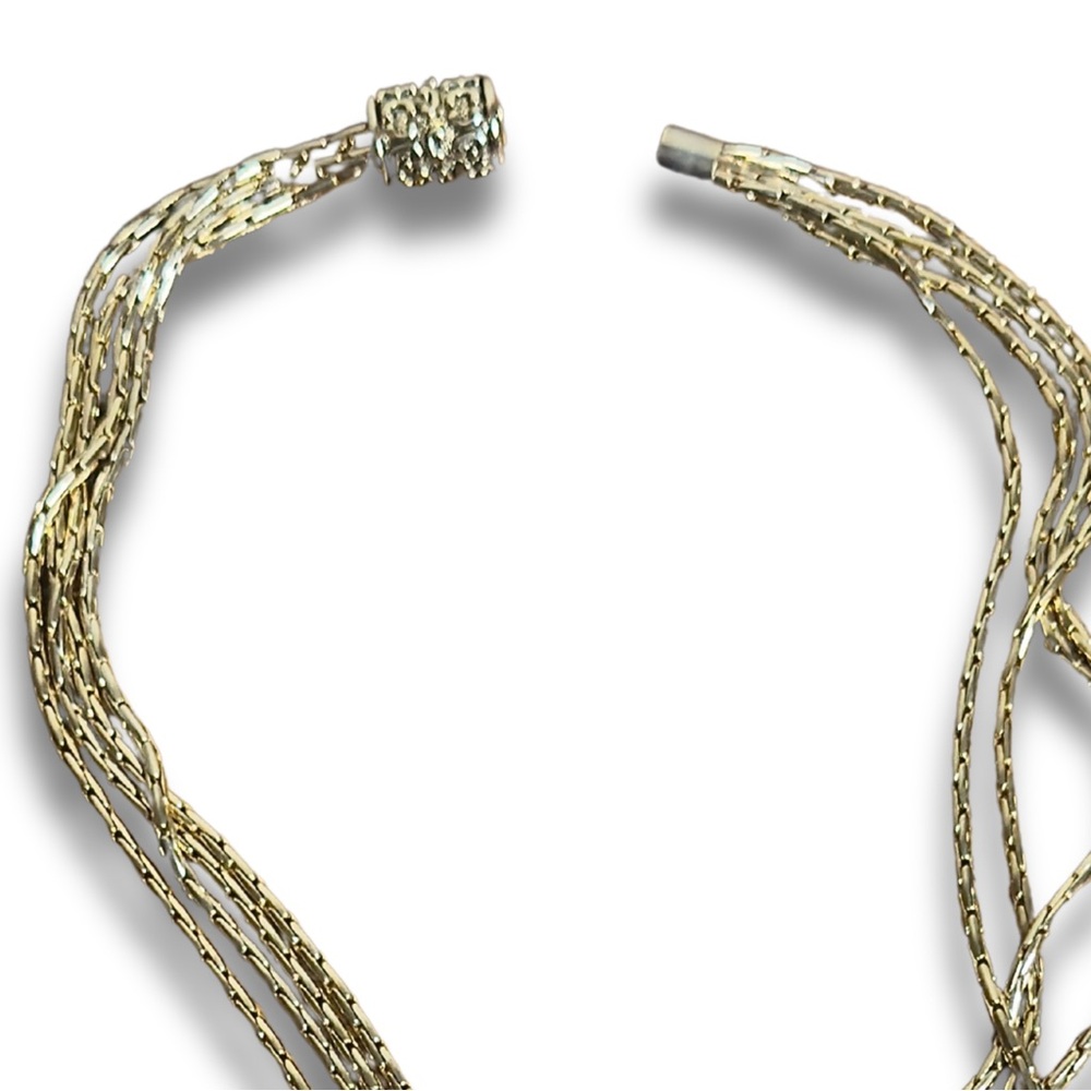 CROSS Pendant & NECKLACE Silver/Gold Metal Filigree Magnetic Closure Black Stone - Picture 4 of 9